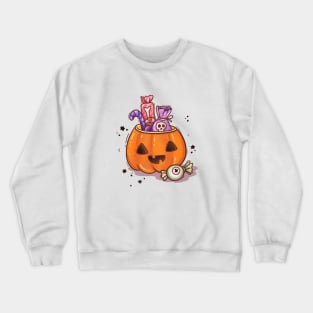 Halloween pumpkin with candies Crewneck Sweatshirt